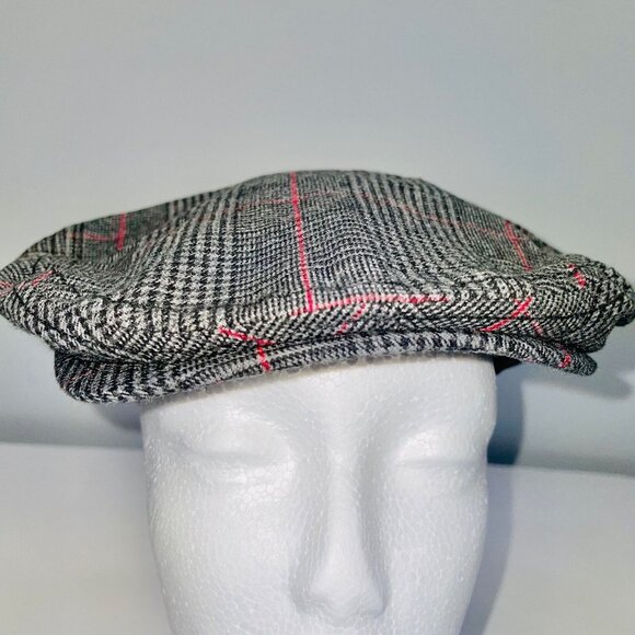 Gymboree Newsboy Boys Scally Hat Gray Red Size M Original Flat Cap Elastic - Picture 3 of 10